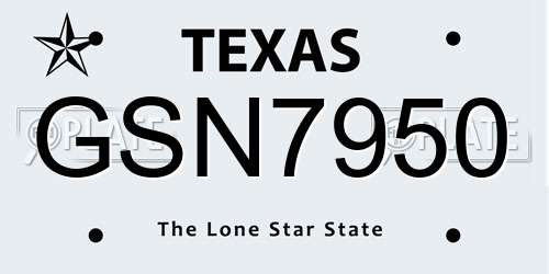 GSN7950 Texas License Plate