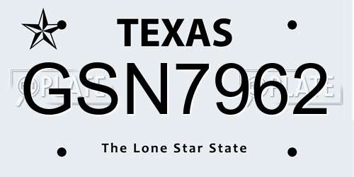 GSN7962 Texas License Plate