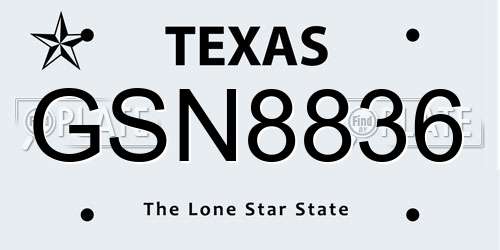 GSN8836 Texas License Plate