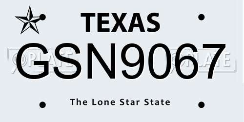 GSN9067 Texas License Plate