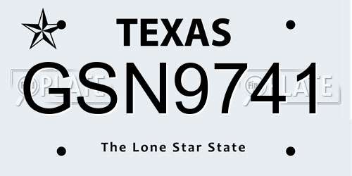 GSN9741 Texas License Plate