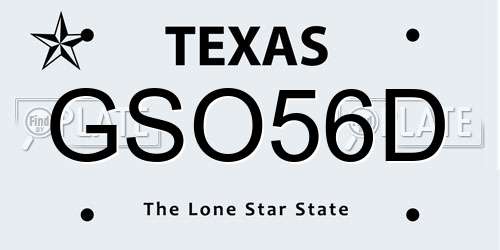 GSO56D Texas License Plate
