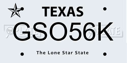 GSO56K Texas License Plate