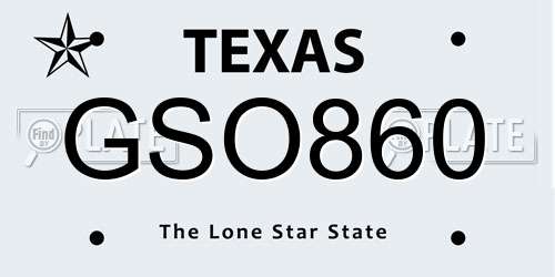 GSO860 Texas License Plate