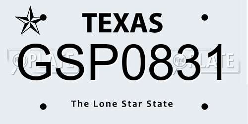 GSP0831 Texas License Plate