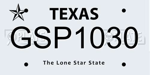 GSP1030 Texas License Plate