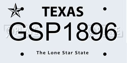 GSP1896 Texas License Plate