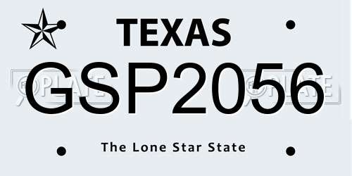 GSP2056 Texas License Plate