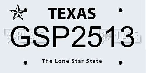 GSP2513 Texas License Plate