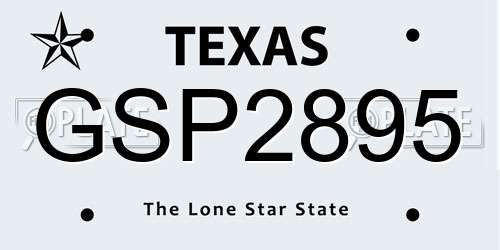 GSP2895 Texas License Plate