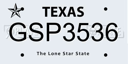 GSP3536 Texas License Plate
