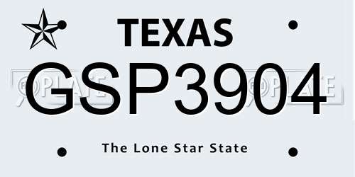 GSP3904 Texas License Plate