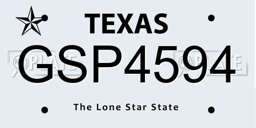 GSP4594 Texas License Plate