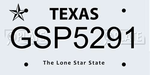 GSP5291 Texas License Plate