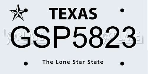GSP5823 Texas License Plate
