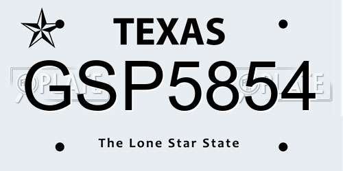 GSP5854 Texas License Plate