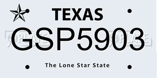 GSP5903 Texas License Plate