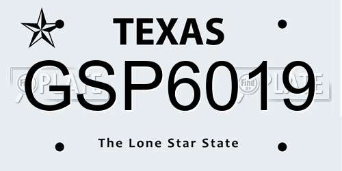 GSP6019 Texas License Plate