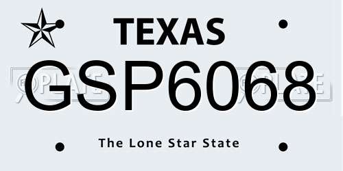 GSP6068 Texas License Plate