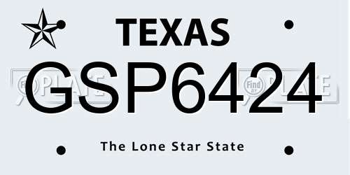 GSP6424 Texas License Plate