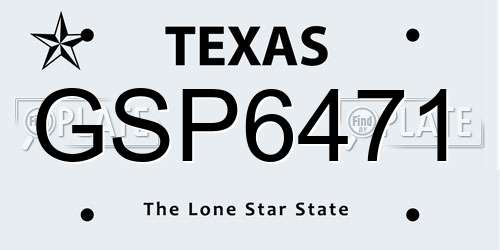 GSP6471 Texas License Plate