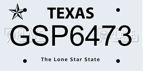GSP6473 Texas License Plate