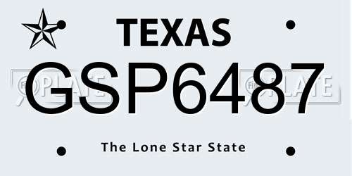 GSP6487 Texas License Plate