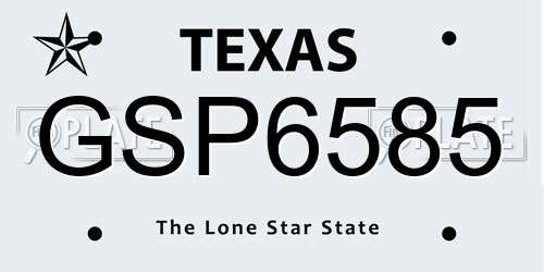 GSP6585 Texas License Plate