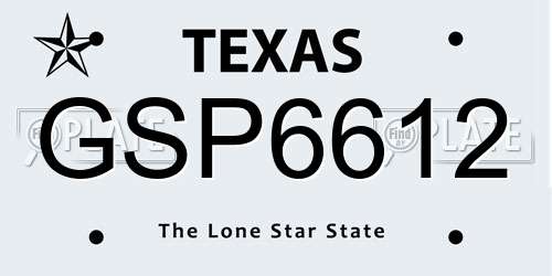GSP6612 Texas License Plate