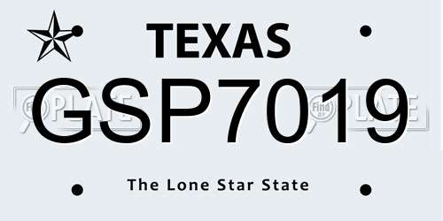 GSP7019 Texas License Plate