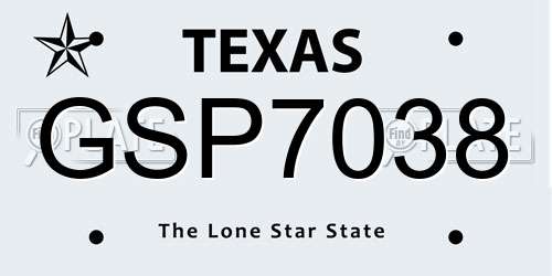 GSP7038 Texas License Plate