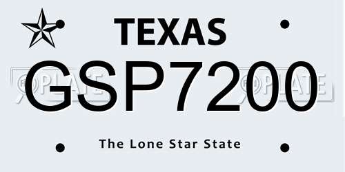 GSP7200 Texas License Plate