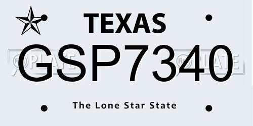 GSP7340 Texas License Plate