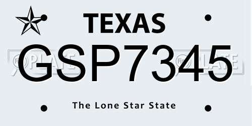 GSP7345 Texas License Plate
