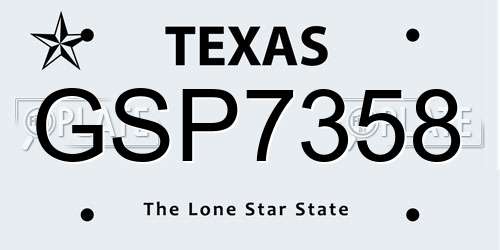 GSP7358 Texas License Plate