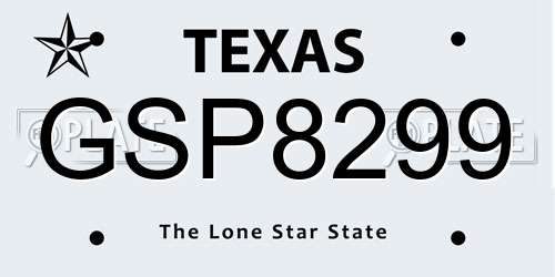 GSP8299 Texas License Plate