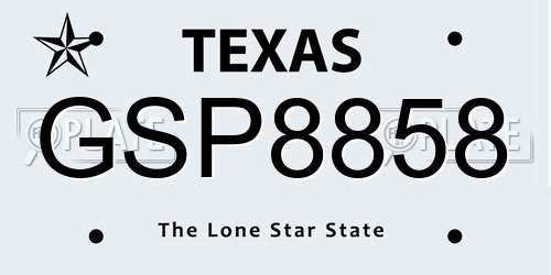 GSP8858 Texas License Plate