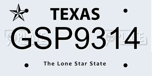 GSP9314 Texas License Plate