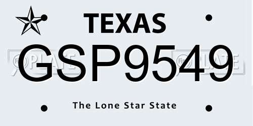 GSP9549 Texas License Plate