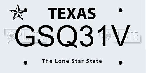 GSQ31V Texas License Plate