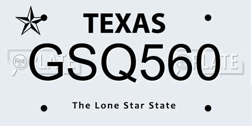 GSQ560 Texas License Plate