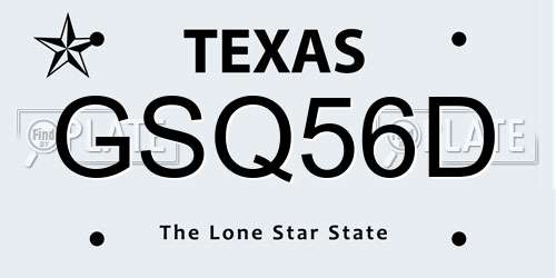 GSQ56D Texas License Plate