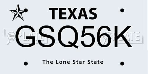 GSQ56K Texas License Plate