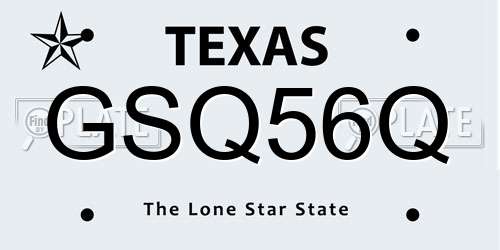 GSQ56Q Texas License Plate