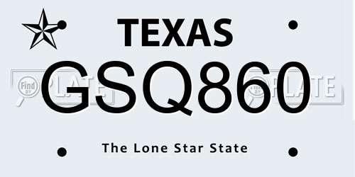 GSQ860 Texas License Plate
