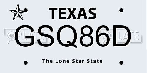 GSQ86D Texas License Plate
