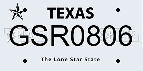 GSR0806 Texas License Plate