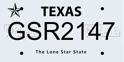 GSR2147 Texas License Plate