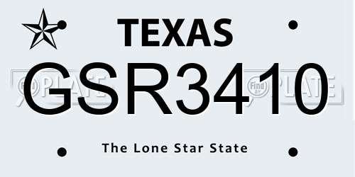 GSR3410 Texas License Plate