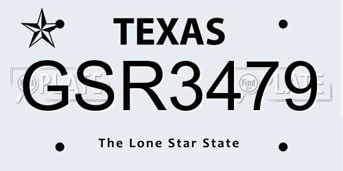 GSR3479 Texas License Plate